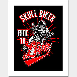 SKULL BIKER Posters and Art